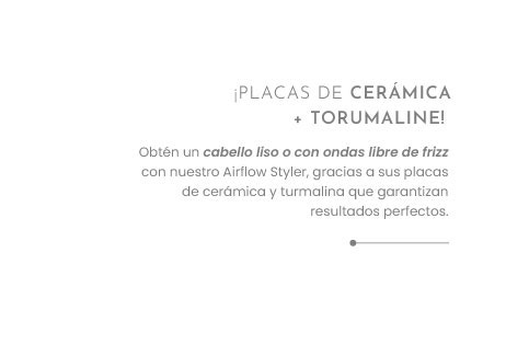 ¡PLACAS DE CERÁMICA + TORUMALINE! ¡Logra el estilo que quieras! Obtén un cabello liso extremo o ondulado libre de frizz con el Airflow Styler. Gracias a sus placas de cerámica y turmalina te garantizan resultados perfectos y rápidos.