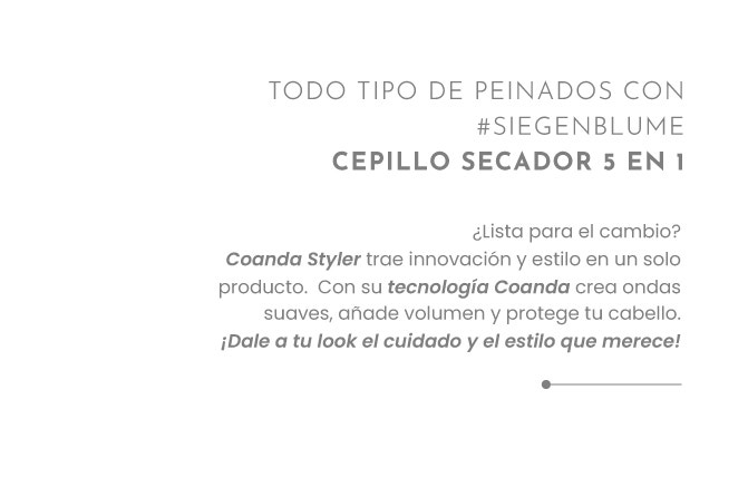 ¡TRANSFORMA TU RUTINA  DE PEINADO CON NUESTRO REVOLUCIONARIO CEPILLO SECADOR 5 EN 1!  Podrás secar, alisar y voluminizar tu cabello, ¡todo en un solo paso y en la mitad del tiempo!  ¿La mejor parte? reduces significativamente la exposición al calor de tu